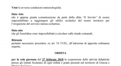 ORDINANZA CHIUSURA SCUOLE