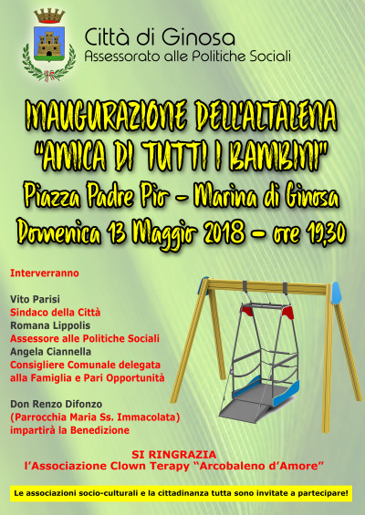 INAUGURAZIONE ALTALENA AMICA DI TUTTI I BAMBINI