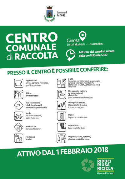 APERTURA CENTRO COMUNALE RACCOLTA RIFIUTI DI GINOSA