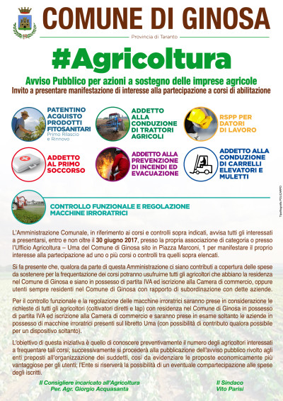 #ProgrammaAgricoltura: iniziativa a sostegno delle imprese agricole