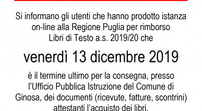 CONSEGNA TITOLI DI ACQUISTO TESTI SCOLASTICI A.S. 2019/20