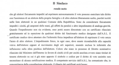 REFERENDUM DEL 12 GIUGNO 2022 - DIRITTO DI VOTO DA PARTE DI ELETTORE FISICAME...