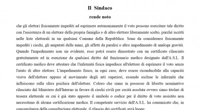 DIRITTO DI VOTO DA PARTE DI ELETTORE FISICAMENTE IMPEDITO AD ESERCITARLO AUTO...