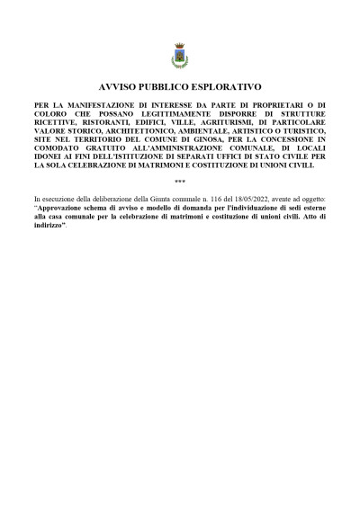 AVVISO PUBBLICO ESPLORATIVO