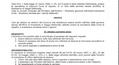 AGGIORNAMENTO ALBO DELLE PERSONE IDONEE ALL'UFFICIO DI PRESIDENTE DI SEGGIO E...