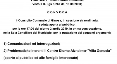 Live in diretta  il Consiglio Comunale di oggi Martedì 2 aprile 2019