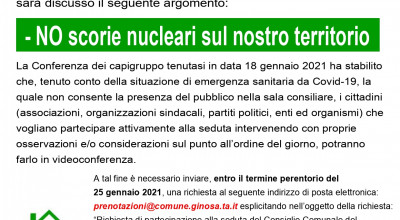 Consiglio Comunale del 29 Gennaio 2021 - Prenotazione Interventi sul tema NO ...