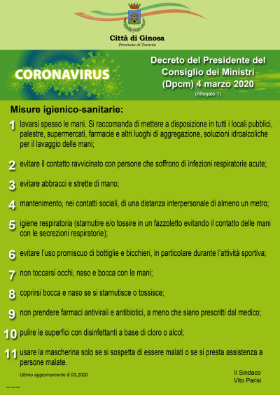 Covid-19 - Dpcm del 4/03/2020