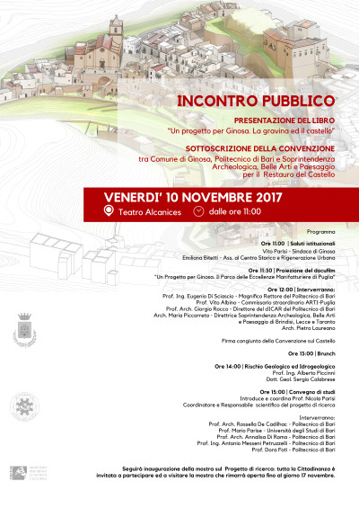 Presentazione del libro Un progetto per Ginosa. La gravina ed il castel...