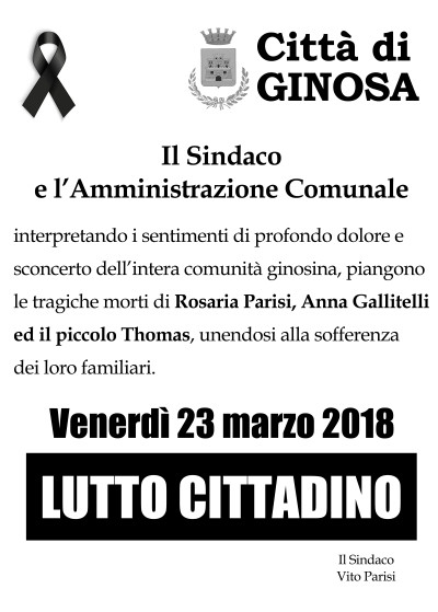 IL SINDACO PARISI PROCLAMA IL LUTTO CITTADINO PER LE VITTIME DEL TRAGICO INCI...