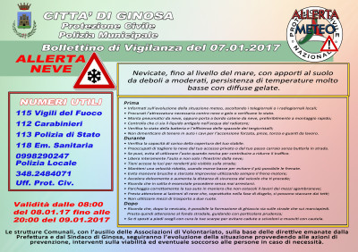 ALLERTA METEO - EMERGENZA NEVE