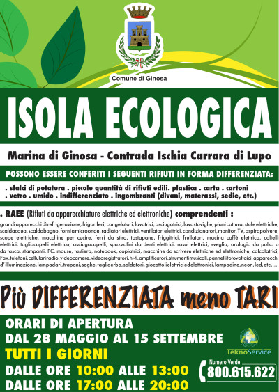 Isola Ecologica a Marina di Ginosa: gli orari