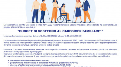 Budget di sostegno al caregiver familiare - Prossima apertura della presentaz...