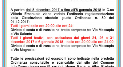 Regolamentazione temporanea della circolazione stradale nel periodo Natalizio...