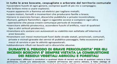Ordinanza n.19 del 08/05/2017 - Pericolosità degli incendi boschivi