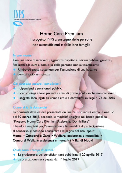 HOME CARE PREMIUM: il Progetto INPS a sostegno delle persone non autosufficie...