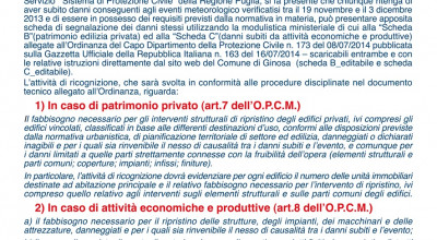 SEGNALAZIONE DEI DANNI RELATIVI AGLI EVENTI ALLUVIONALI IN GINOSA