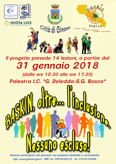 SPORT D’INCLUSIONE: START IL 31 GENNAIO PER IL PROGETTO BASKIN