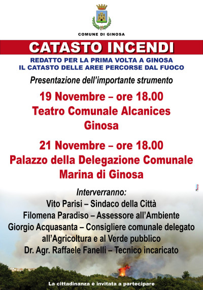 Presentazione del Catasto incendi