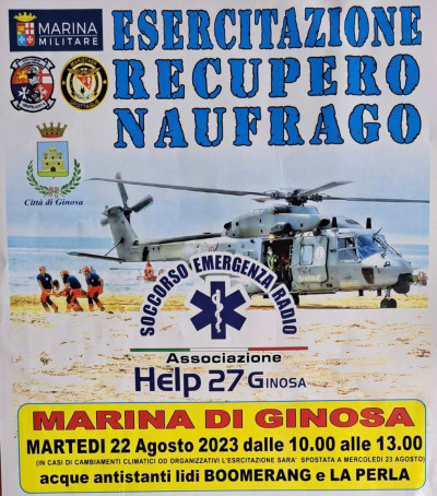 Esercitazione recupero naufrago in mare: Ordinanza di interdizione spiaggia l...