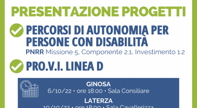 INCONTRI DI PRESENTAZIONE PROGETTI PERCORSI DI AUTONOMIA PER PERSONE CON DISA...