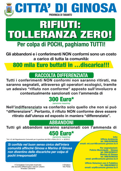 RIFIUTI: TOLLERANZA ZERO!