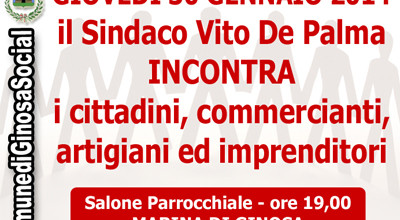 Giovedì 30 gennaio 2014, il Sindaco De Palma incontra i cittadini ed i...